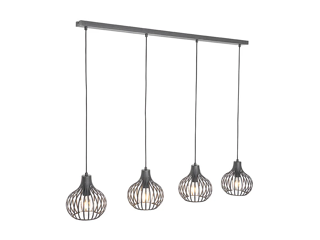 Suspension moderne noire 4 lumières - Sapphira