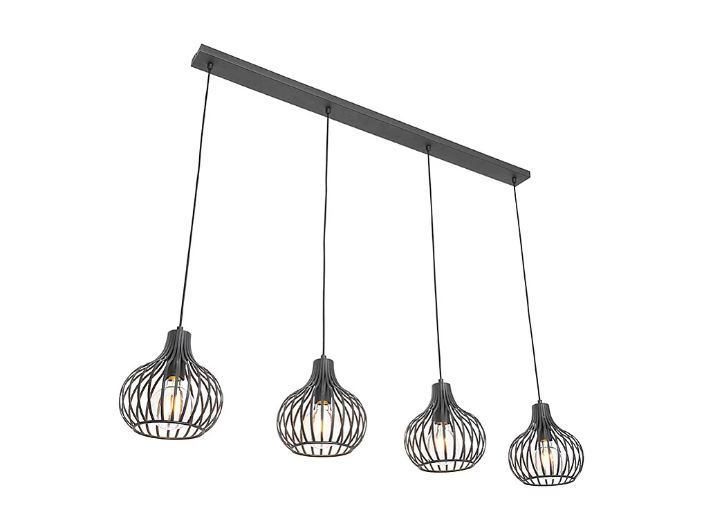 Suspension moderne noire 4 lumières - Sapphira