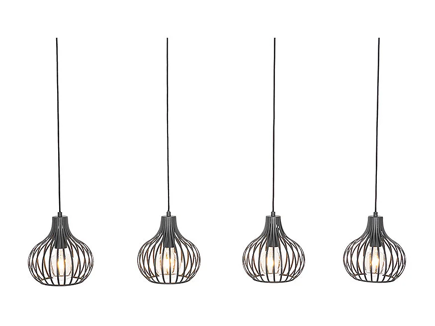 Suspension moderne noire 4 lumières - Sapphira