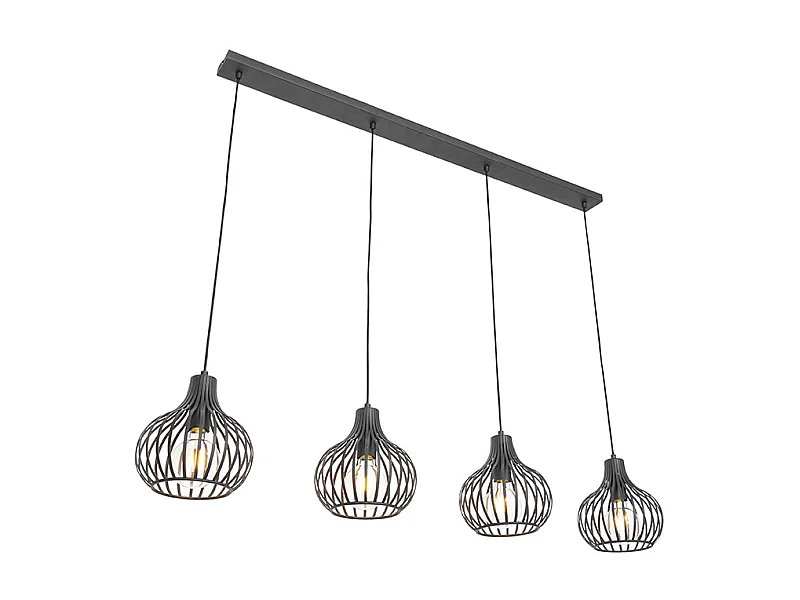 Suspension moderne noire 4 lumières - Sapphira
