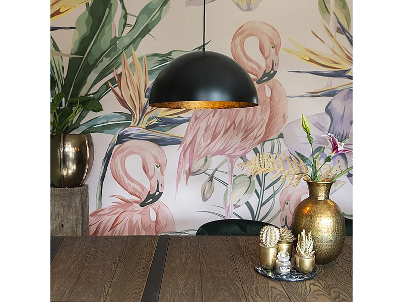 Suspension industrielle noire avec or 50 cm - Magna Eco