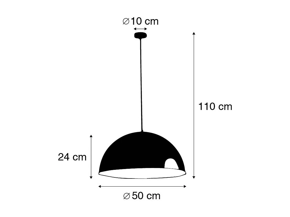 Suspension industrielle noire avec or 50 cm - Magna Eco