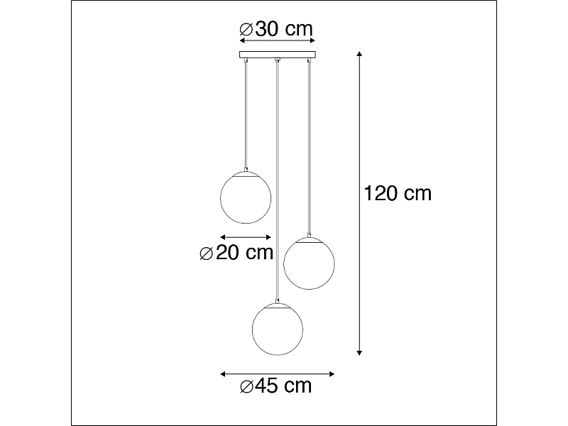 Suspension Art déco noire avec verre fumé 3 lumières - Pallon