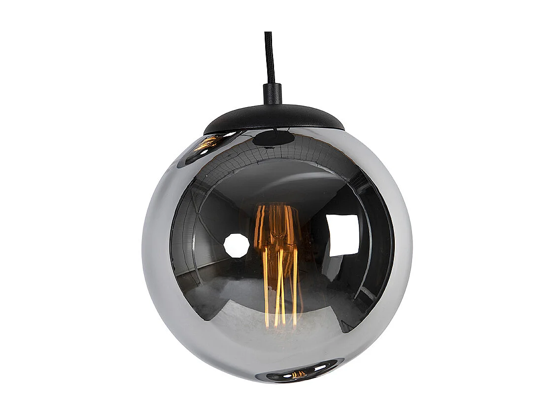 Suspension Art déco noire avec verre fumé 3 lumières - Pallon
