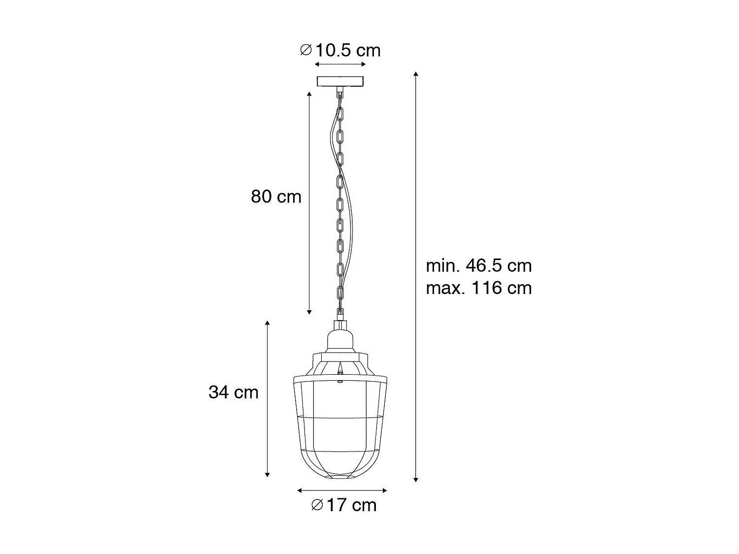 Suspension industrielle noire avec verre - Cabin