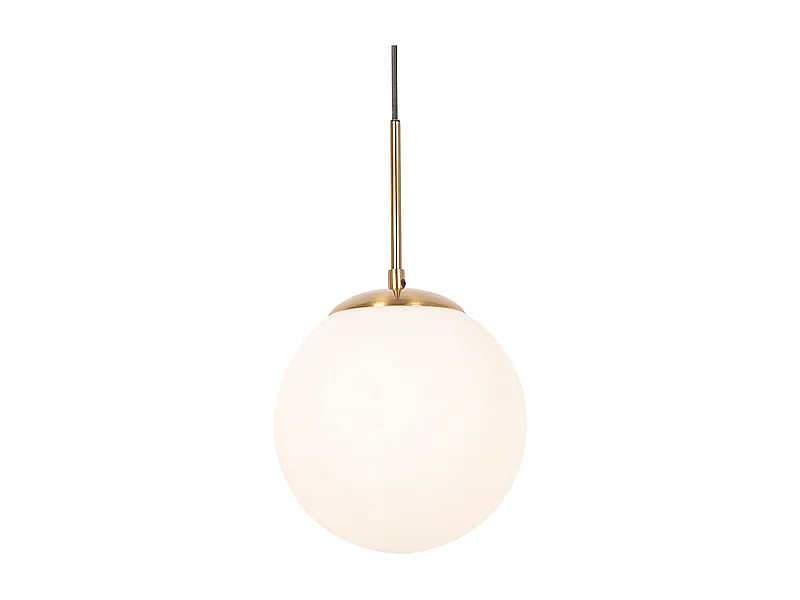 Lampe à suspension Art Déco dorée avec verre opale - Flore