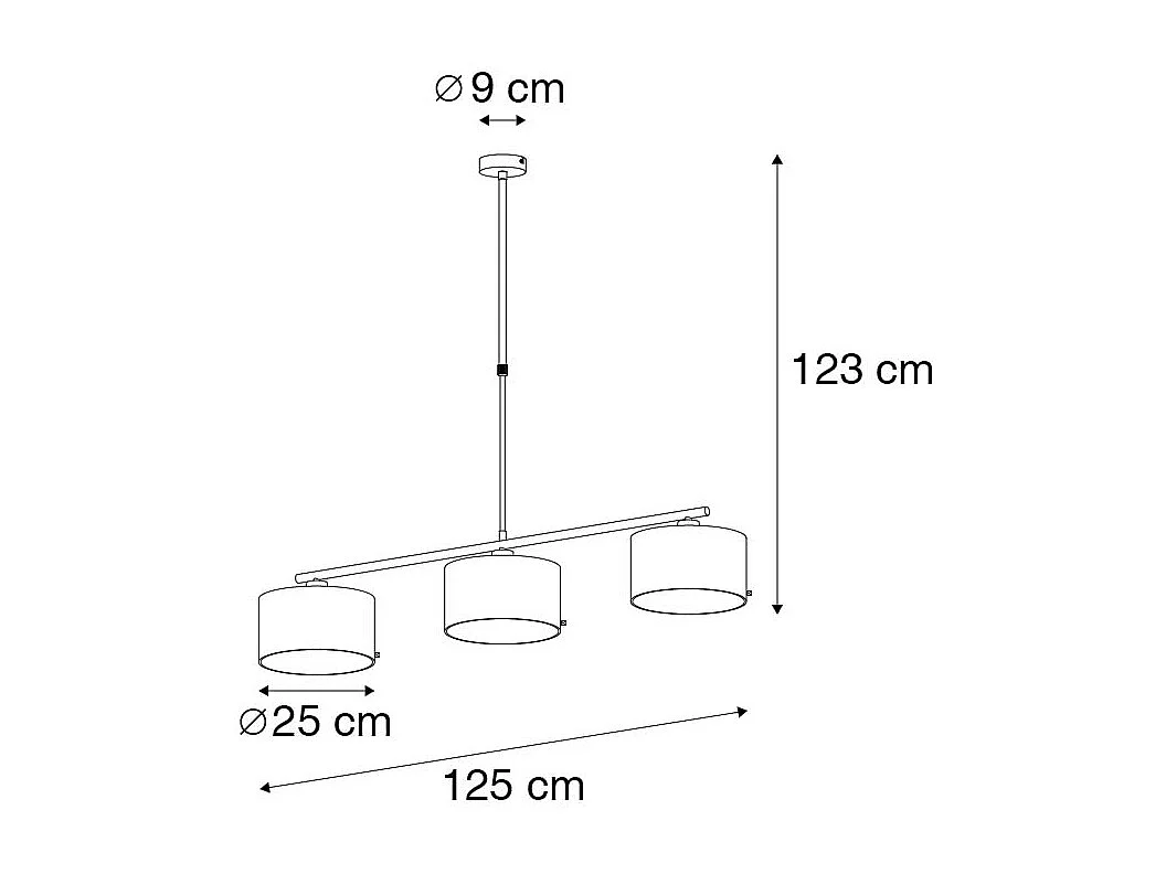 Suspension moderne noir avec or 125 cm 3 lumières - VT 3