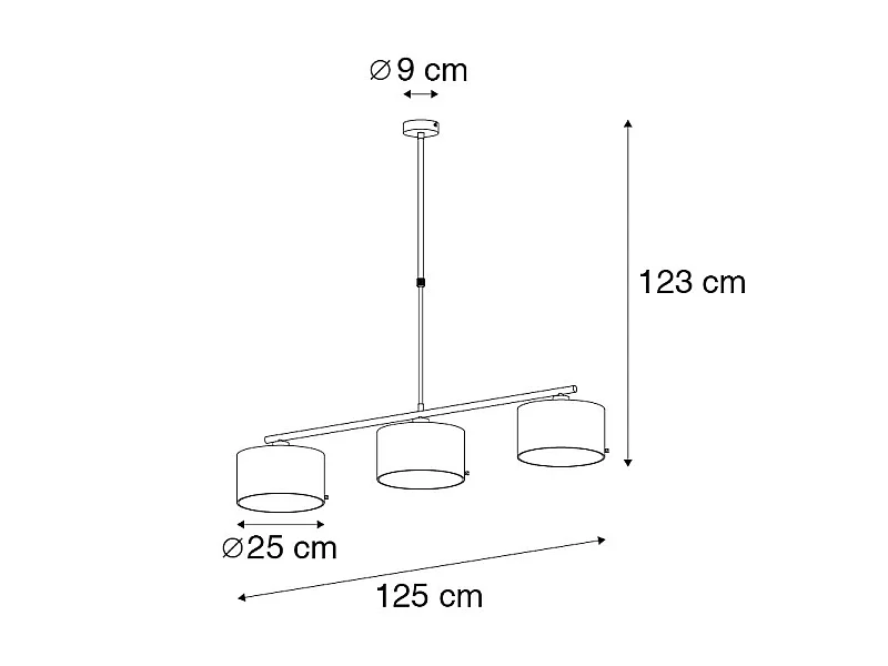 Suspension moderne noire avec or 125 cm 3 lumières - VT 3
