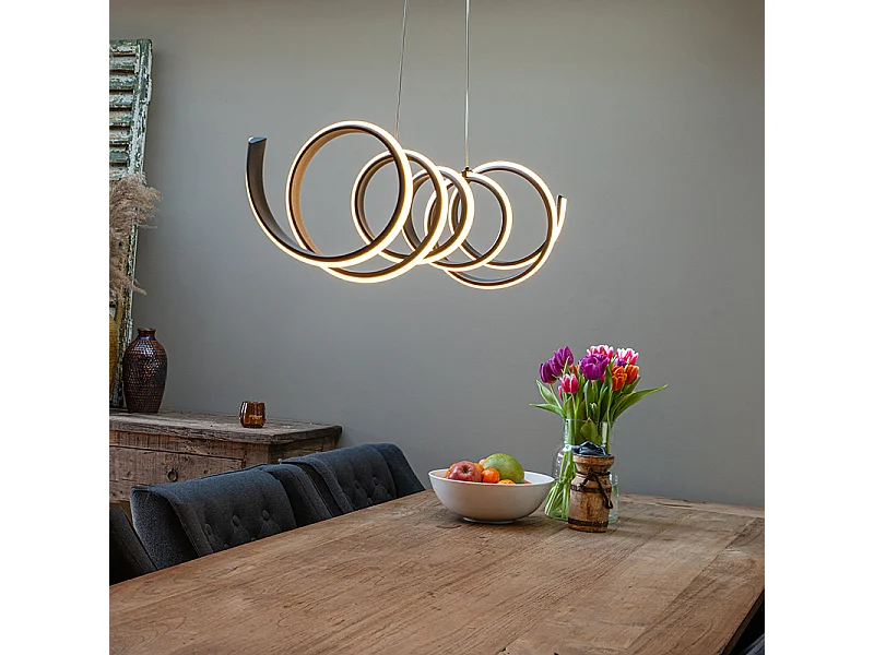 Suspension design noire dimmable avec LED large - Twisted