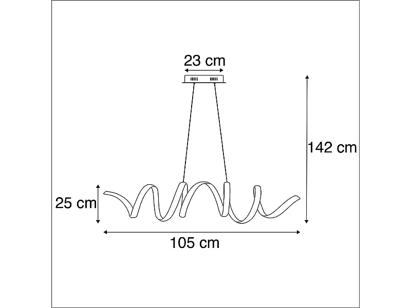 Suspension design noire dimmable avec LED large - Twisted