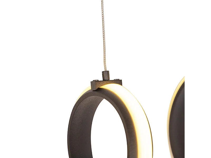 Suspension design noire à intensité variable avec LED large - Twisted