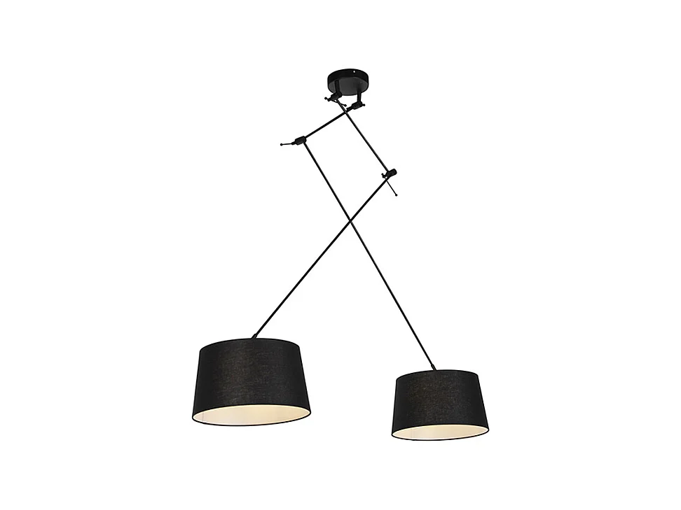 Suspension avec abat-jour en lin noir 35 cm - Blitz II noir