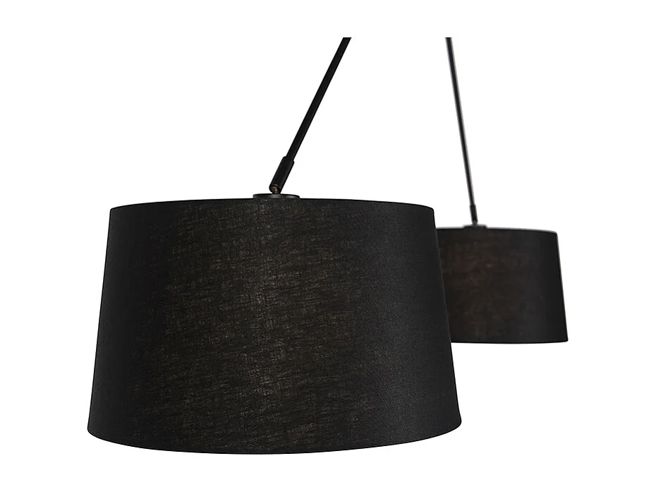 Suspension noire avec abat-jour en lin noir 35 cm 2 lumières - Blitz