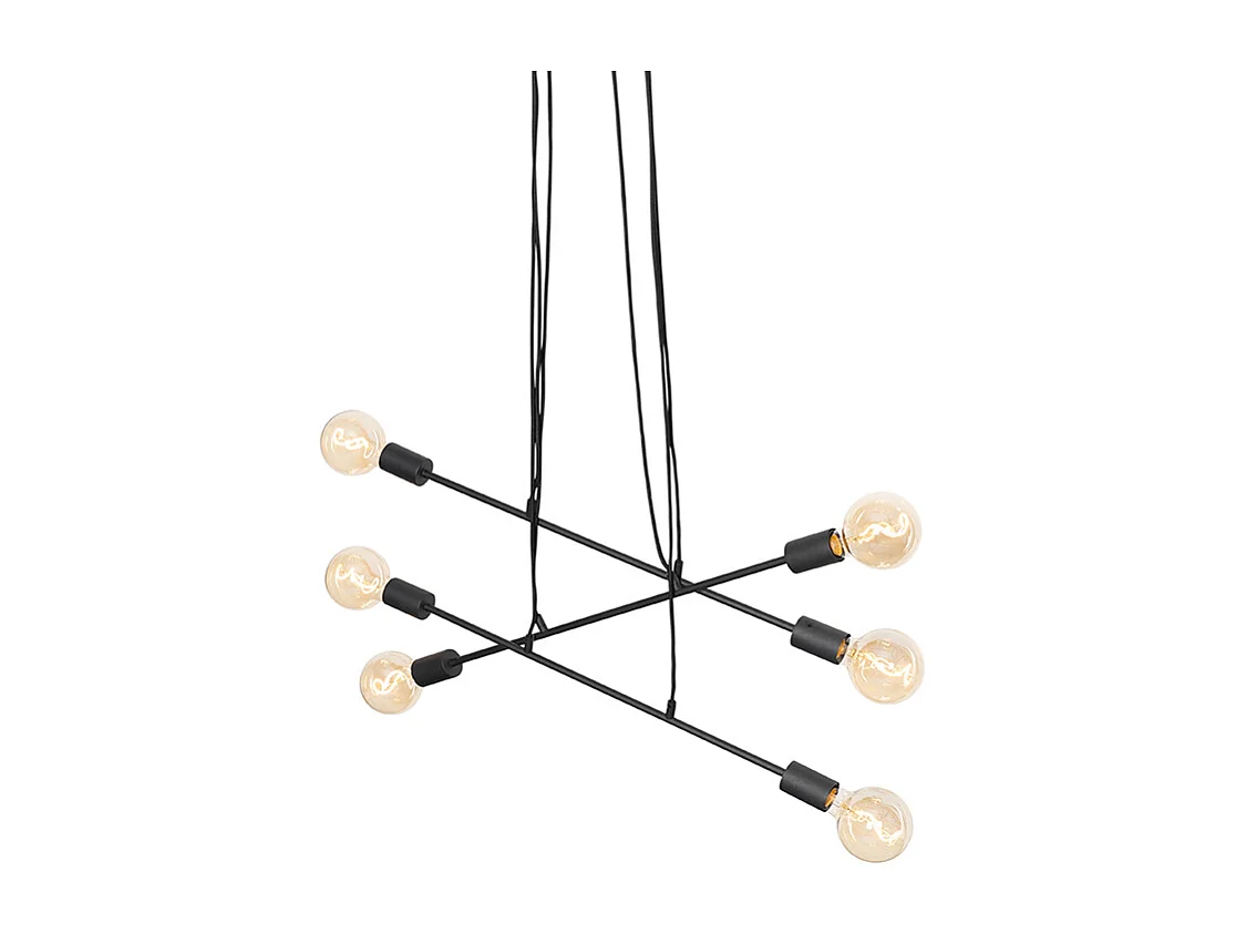 Suspension moderne noire 80 cm 6 lumières - Sydney