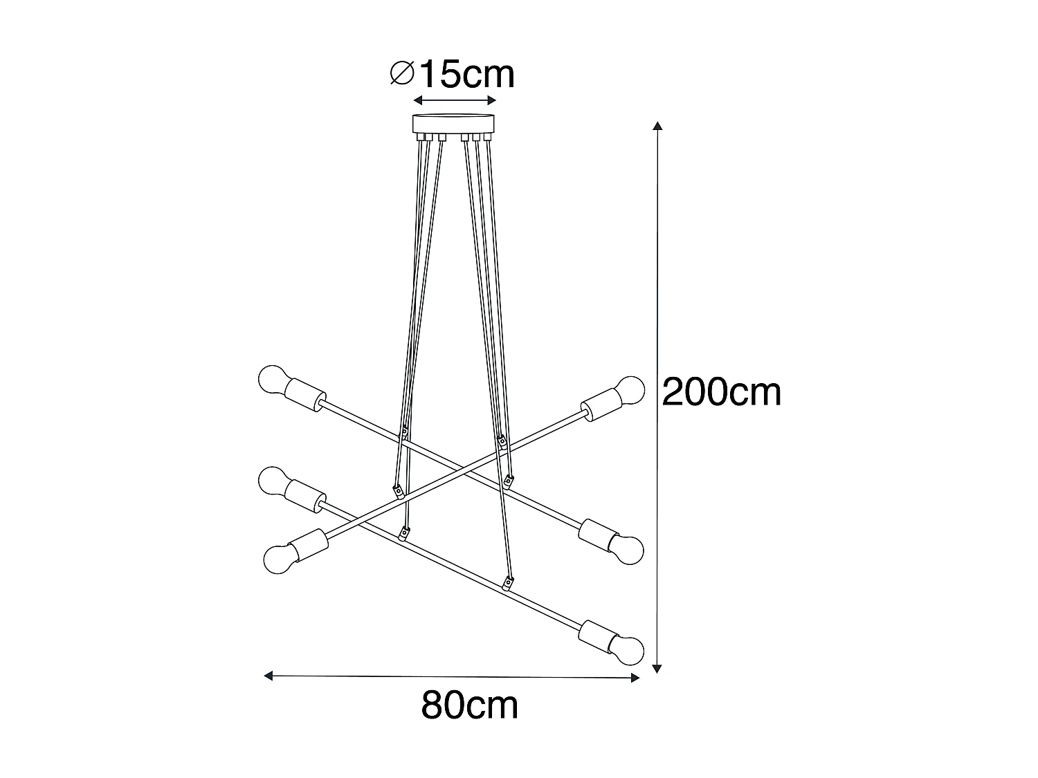 Suspension moderne noire 80 cm 6 lumières - Sydney