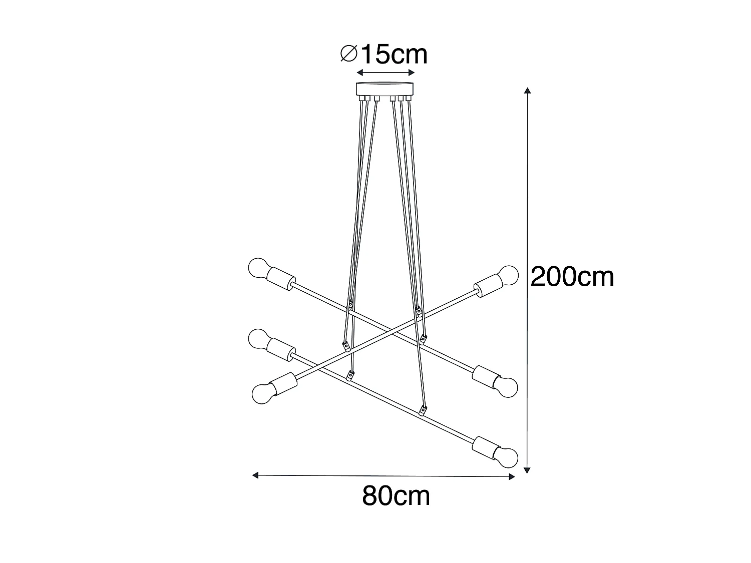 Suspension moderne noire 80 cm 6 lumières - Sydney
