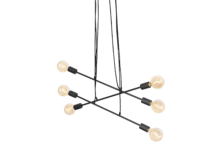 Suspension moderne noire 80 cm 6 lumières - Sydney