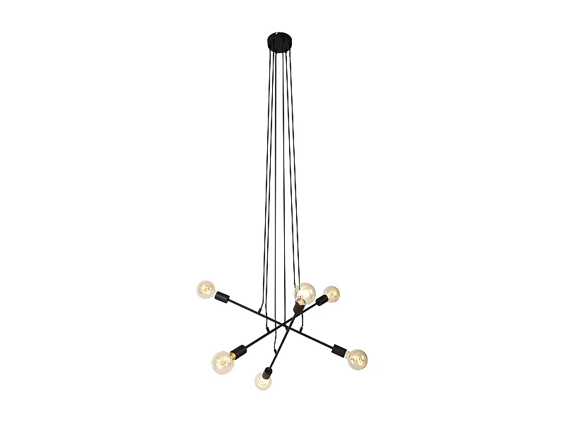 Suspension moderne noire 80 cm 6 lumières - Sydney
