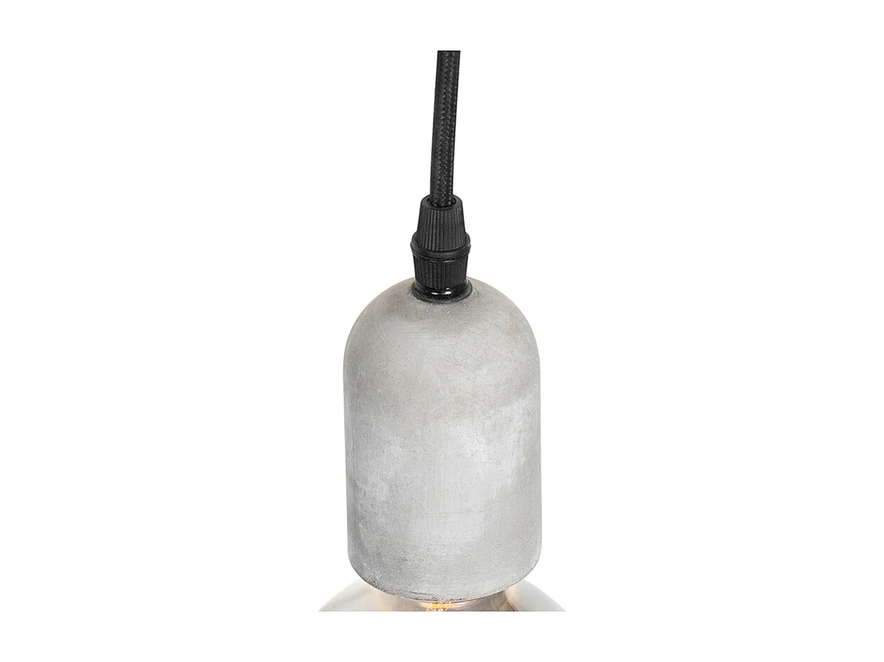 Suspension industrielle noire avec béton rond 5 lumières - Pedra