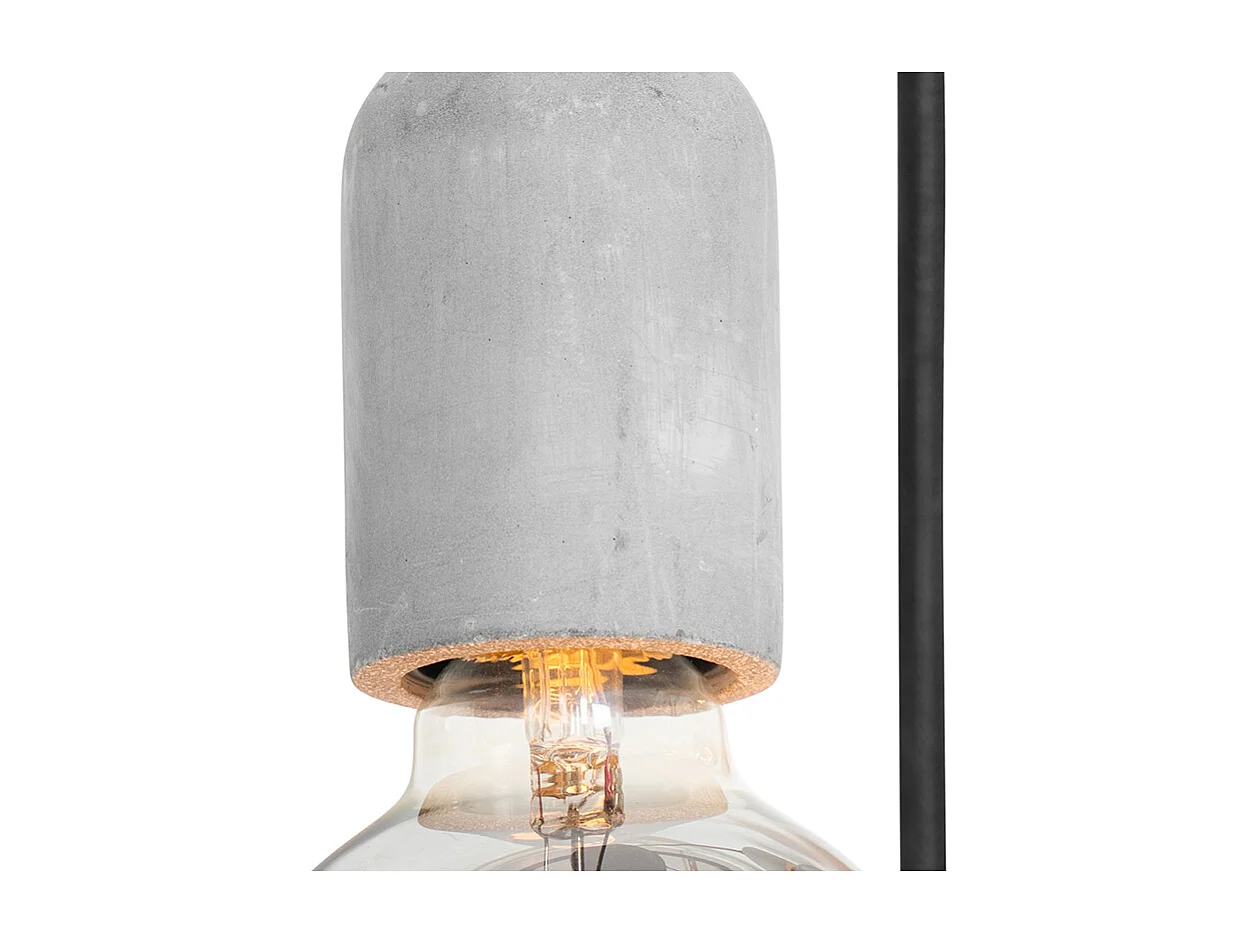 Suspension industrielle noire avec béton rond 5 lumières - Pedra