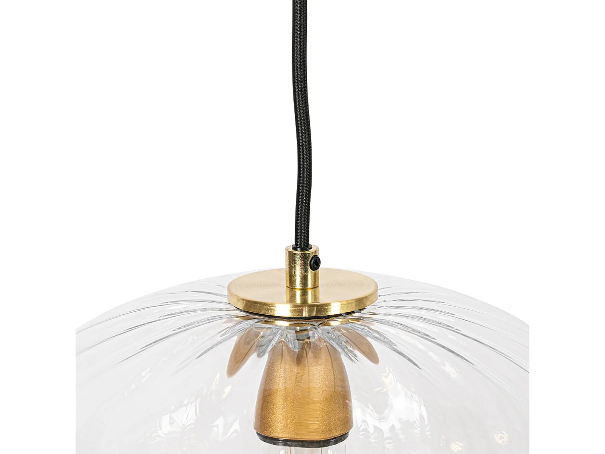Lampe à suspension Art Déco dorée avec verre ronde 3 lumières - Ayesha