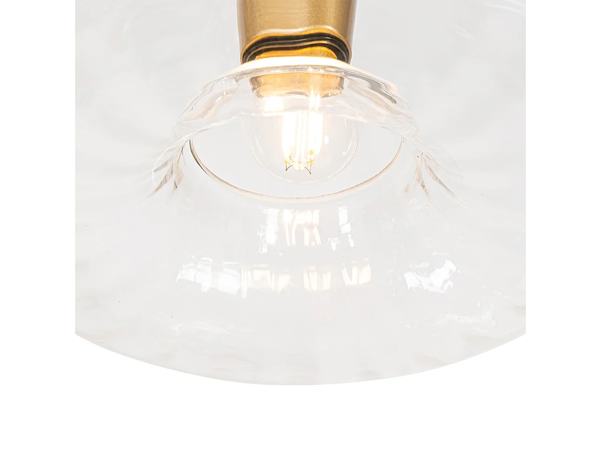 Suspension Art Déco dorée avec verre rond 3 lumières - Ayesha