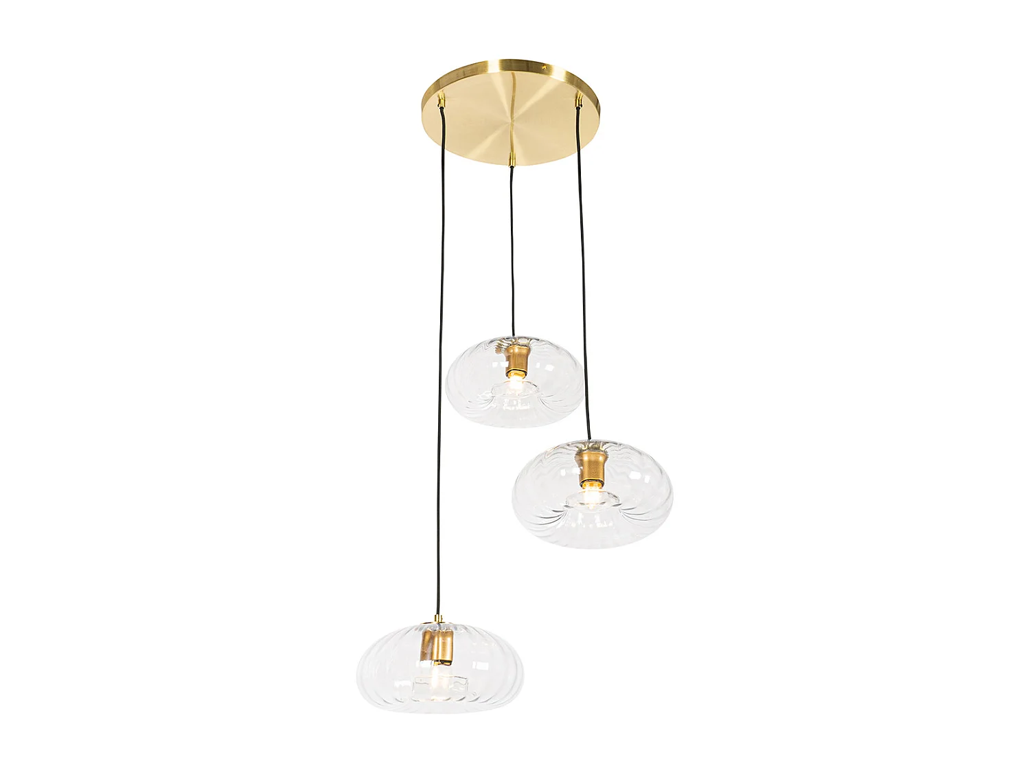 Suspension Art Déco dorée avec verre rond 3 lumières - Ayesha