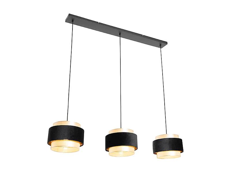 Suspension moderne noire avec or 3 lumières - Elif
