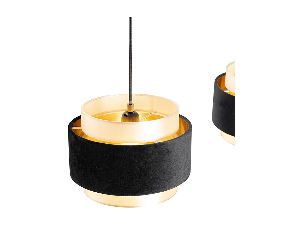 Suspension moderne noire avec or 3 lumières - Elif
