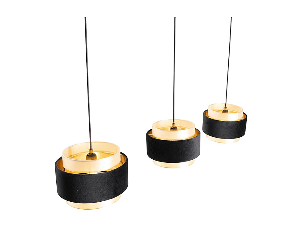 Suspension moderne noire avec or 3 lumières - Elif