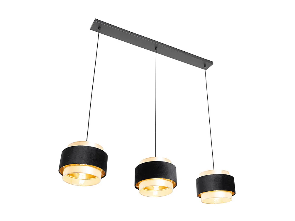 Suspension moderne noire avec or 3 lumières - Elif