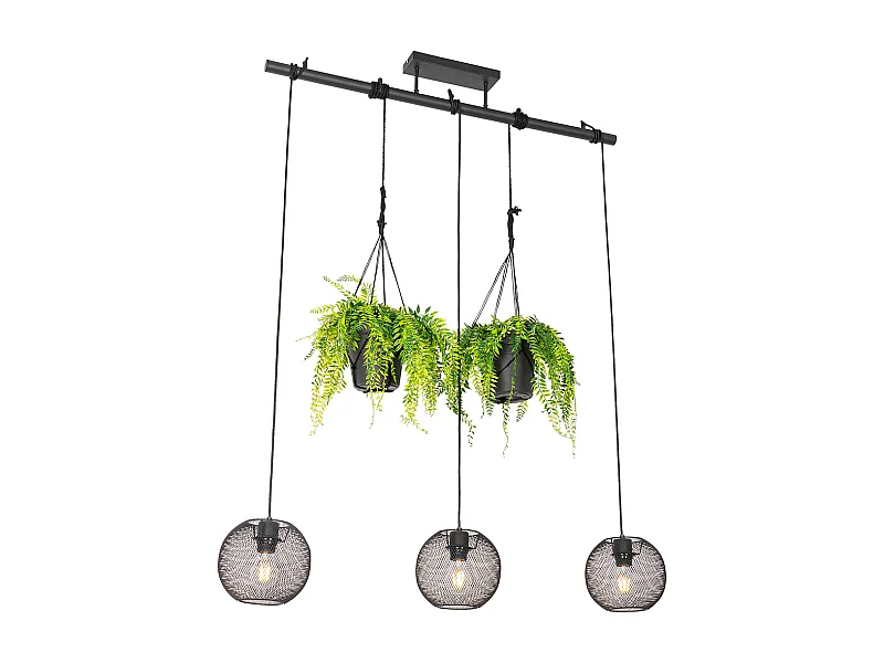 Suspension industrielle noire 3 lumières - Flor