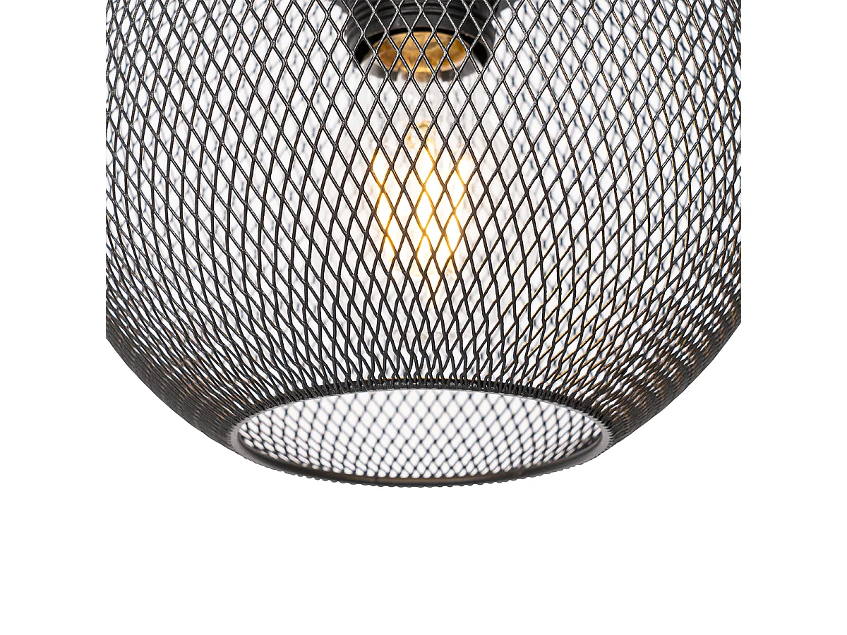 Suspension industrielle noire 3 lumières - Flor