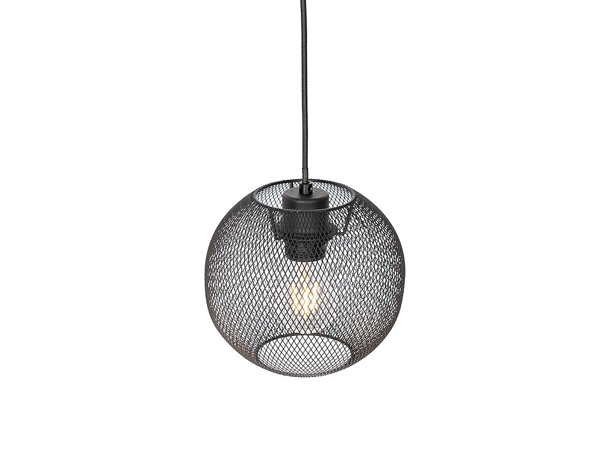 Suspension industrielle noire 3 lumières - Flor