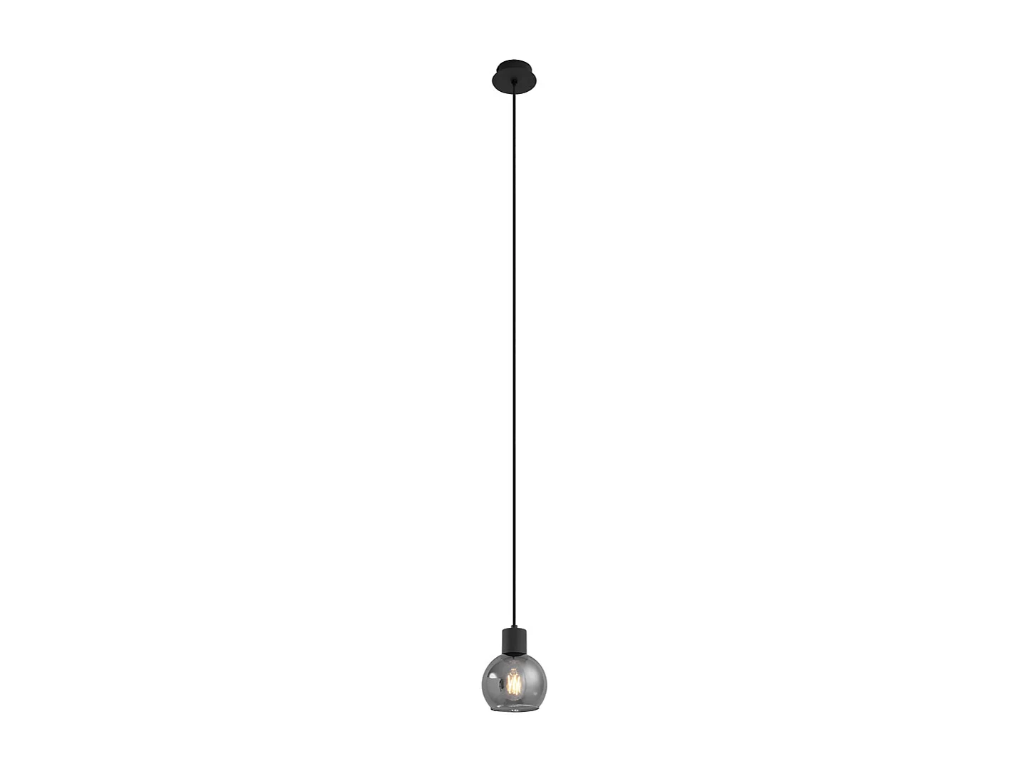 Lampe à suspension Art Déco noire avec verre fumé - Vidro