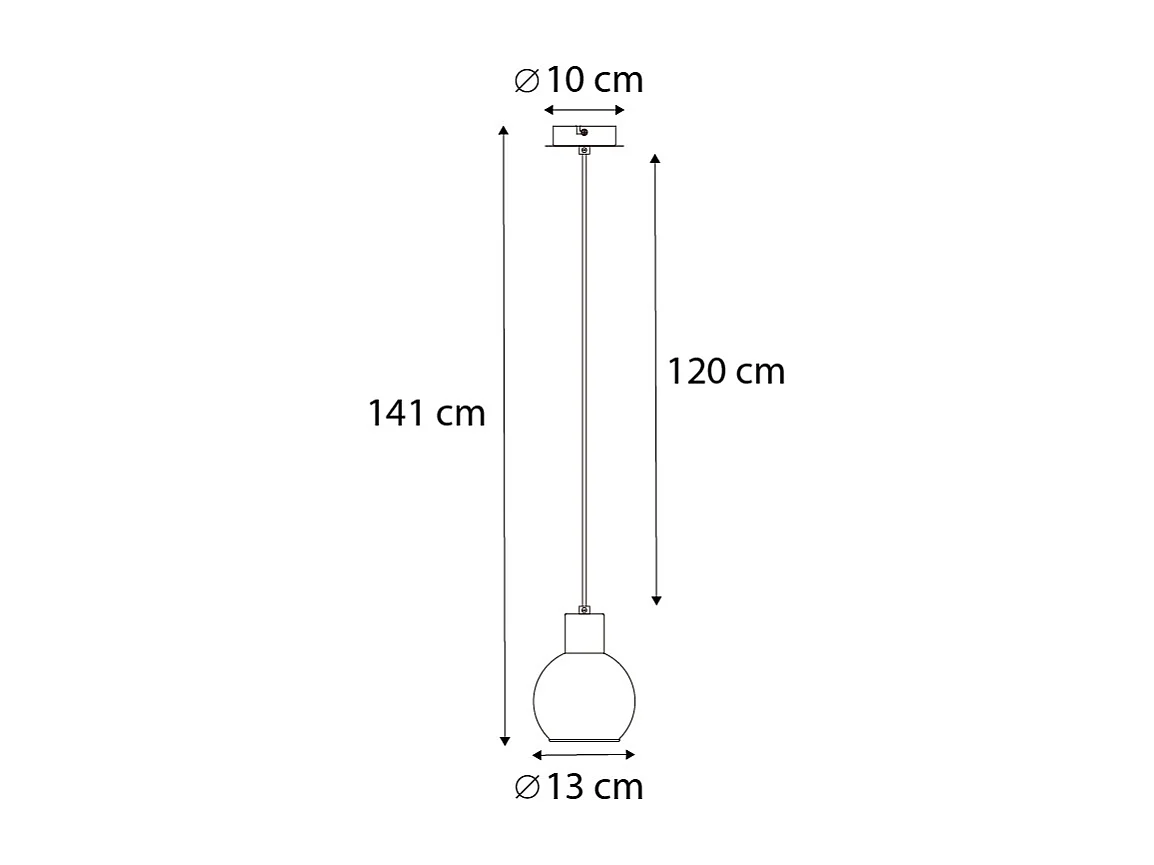 Lampe à suspension Art Déco noire avec verre fumé - Vidro