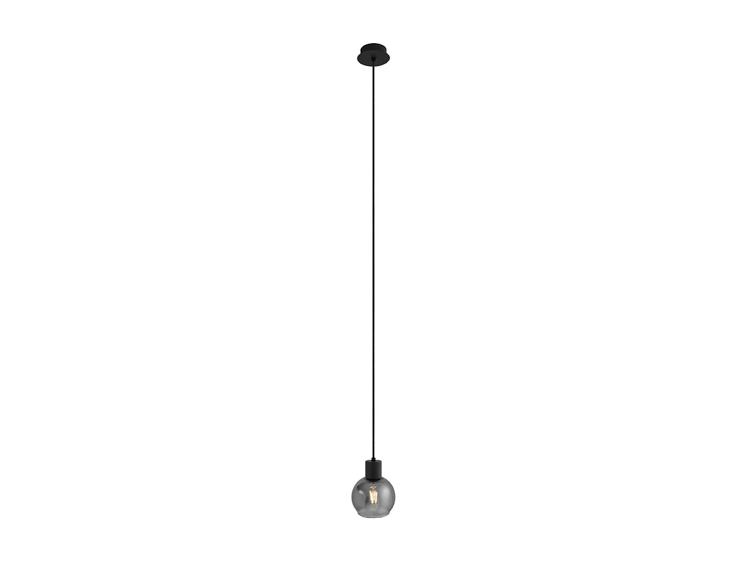 Lampe à suspension Art Déco noire avec verre fumé - Vidro