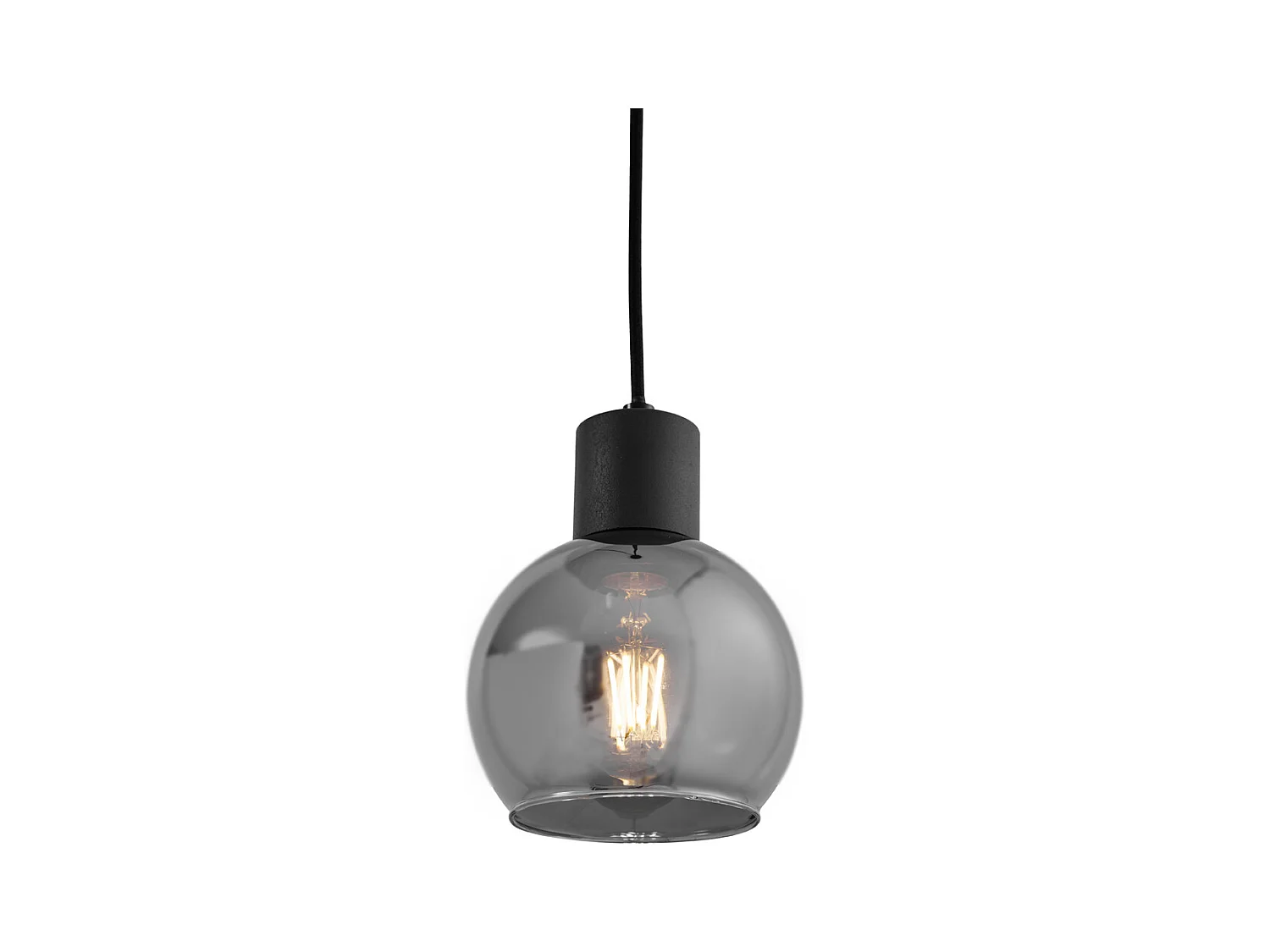 Lampe à suspension Art Déco noire avec verre fumé - Vidro