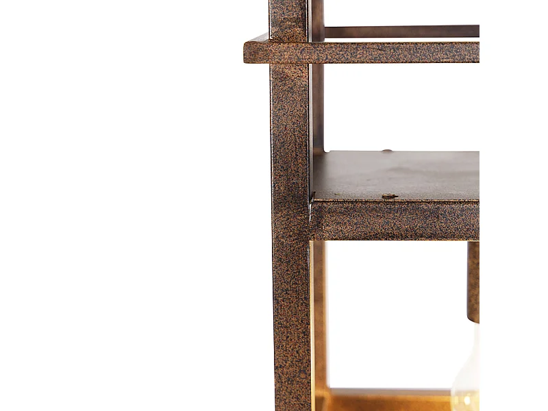 Suspension industrielle brun rouille avec étagère 4 lumières - Cage Rack