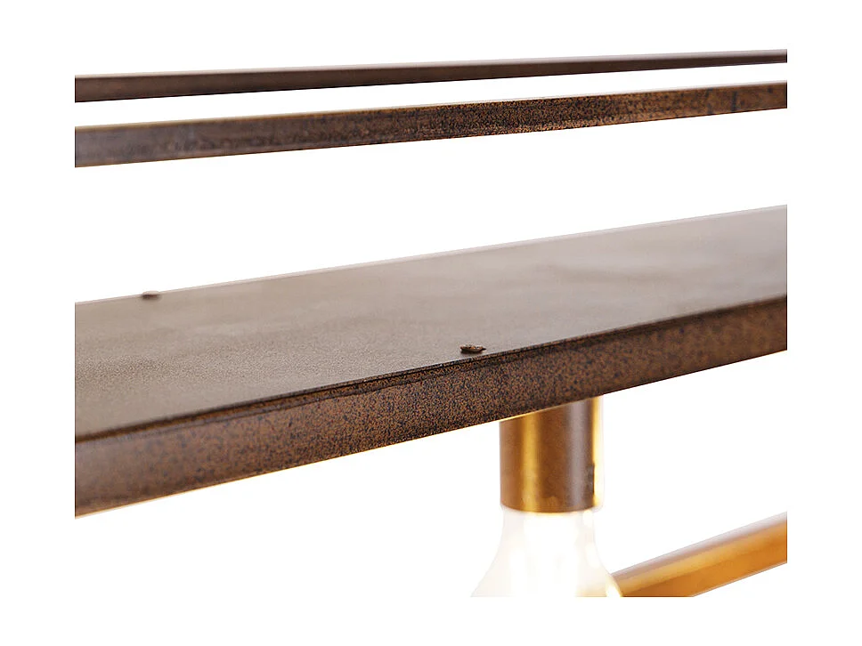 Suspension industrielle rouille avec étagère 4 lumières - Cage Rack