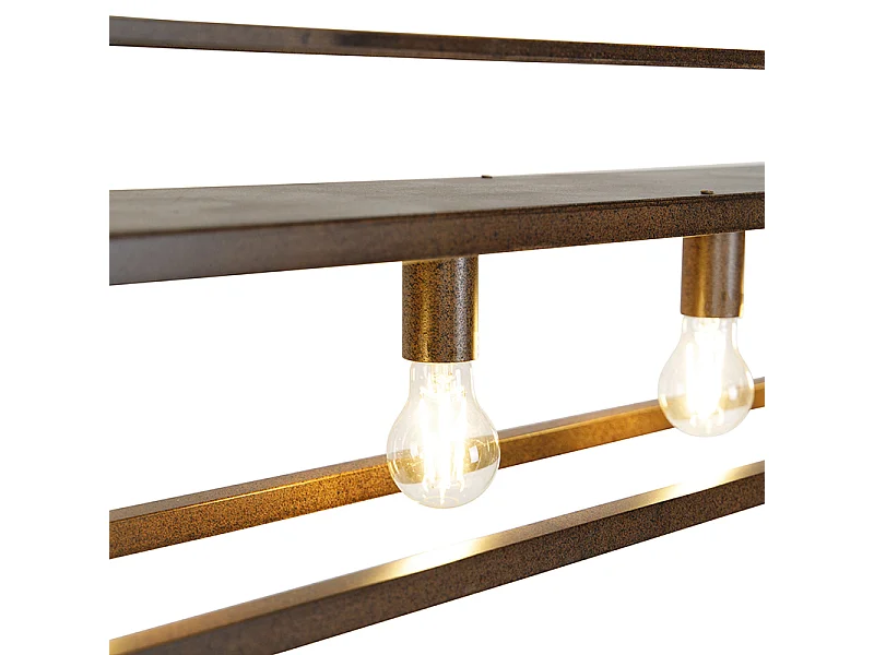 Suspension industrielle rouille avec étagère 4 lumières - Cage Rack