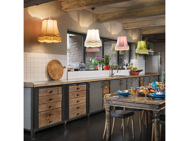 Ensemble de 4 lampes suspendues rétro colorées 45 cm - Granny