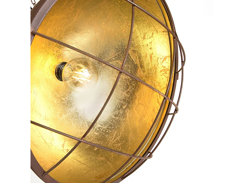Lampe suspendue Engine rouille et or à l'intérieur