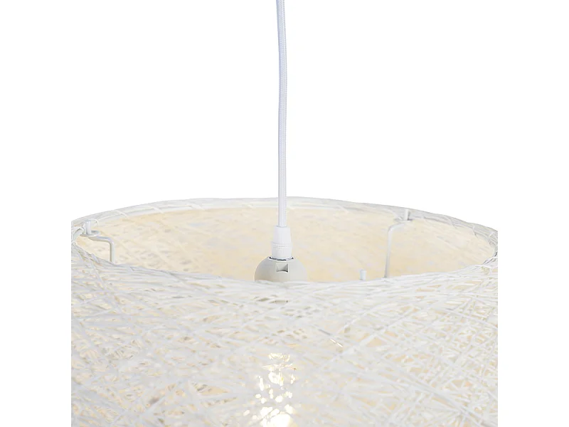Lampe suspendue rurale blanc 50 cm - Corda Flat