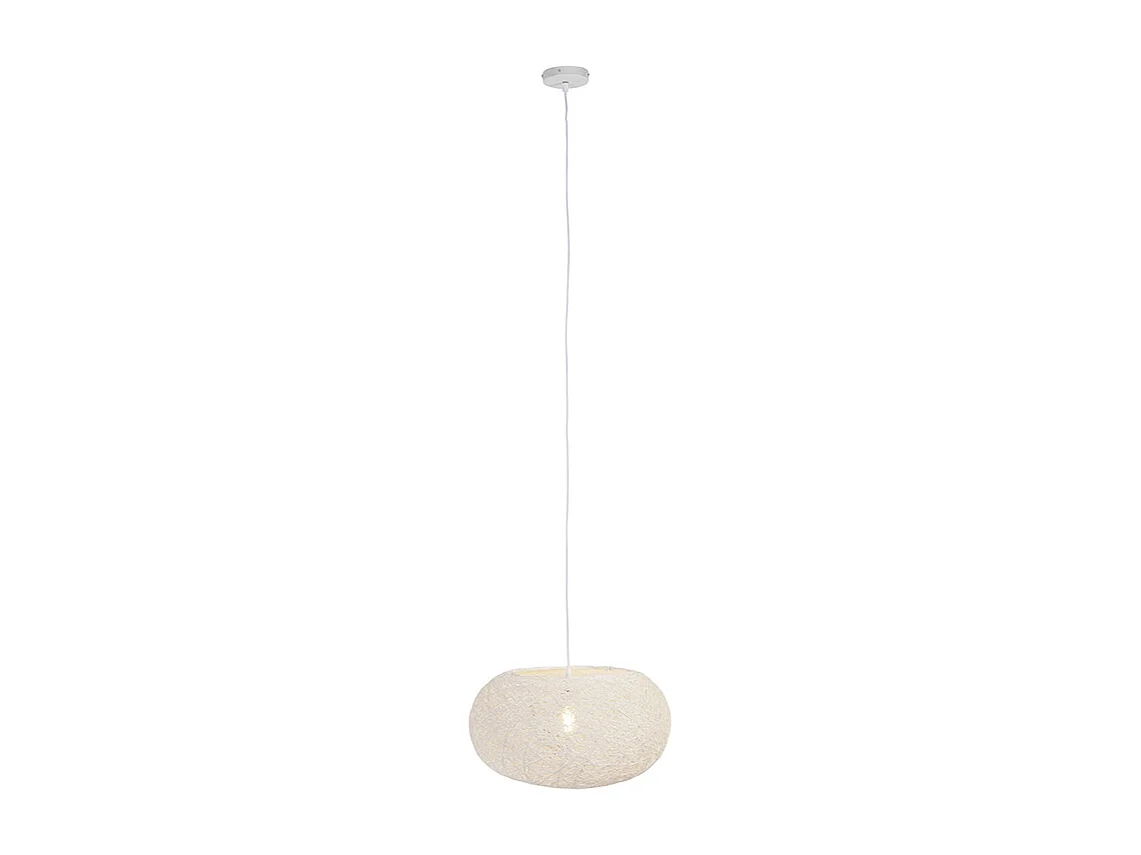 Lampe suspendue rurale blanc 50 cm - Corda Flat