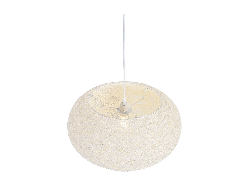 Lampe suspendue rurale blanc 50 cm - Corda Flat