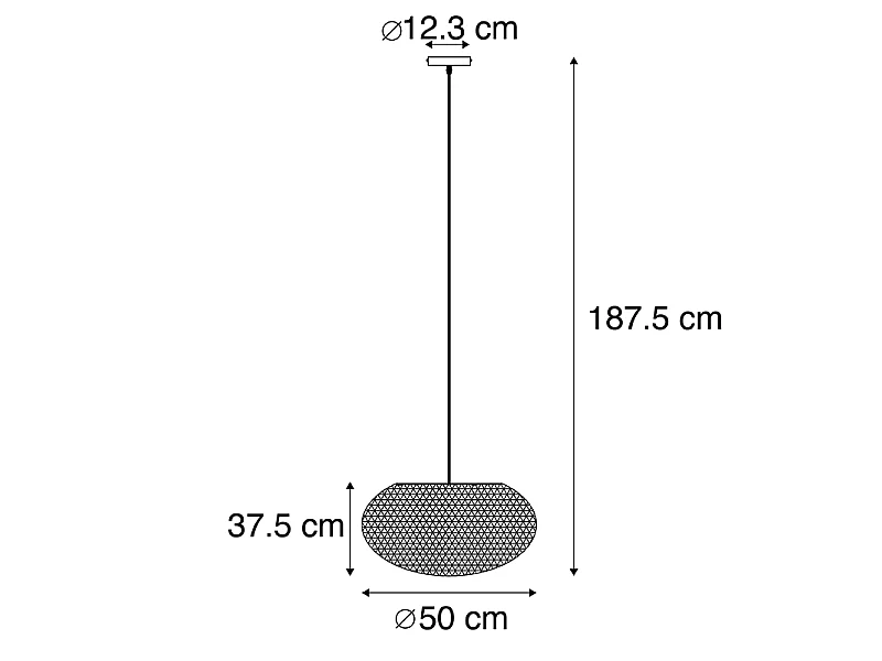 Suspension rustique blanche 50 cm - Corda Flat