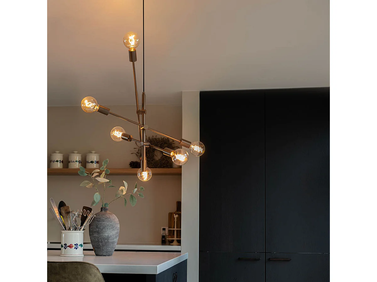 Lampe à suspension industrielle bronze foncé 6 lumières - Sydney