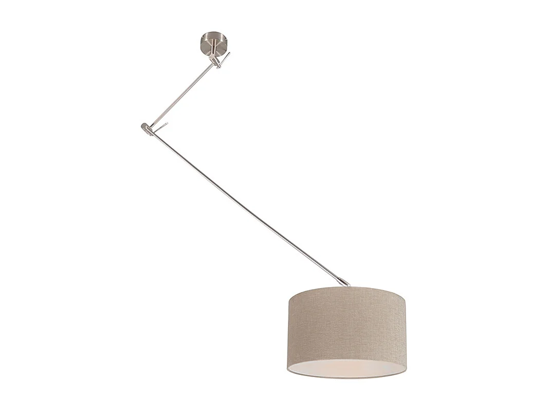 Lampe à suspension acier avec abat-jour 35 cm taupe réglable - Blitz I