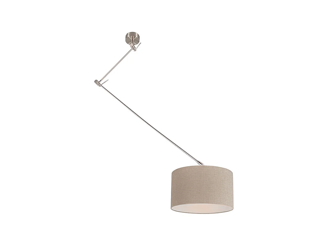Lampe à suspension acier avec abat-jour 35 cm taupe réglable - Blitz I